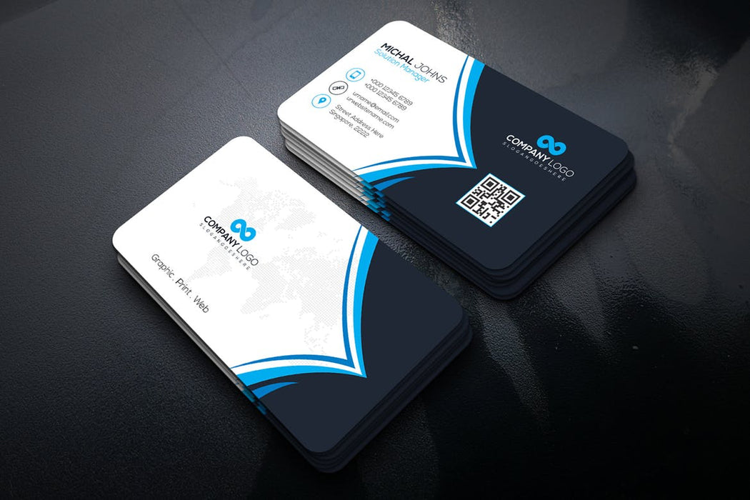 DFY BC 1 - Solutions Business Card Design Blue