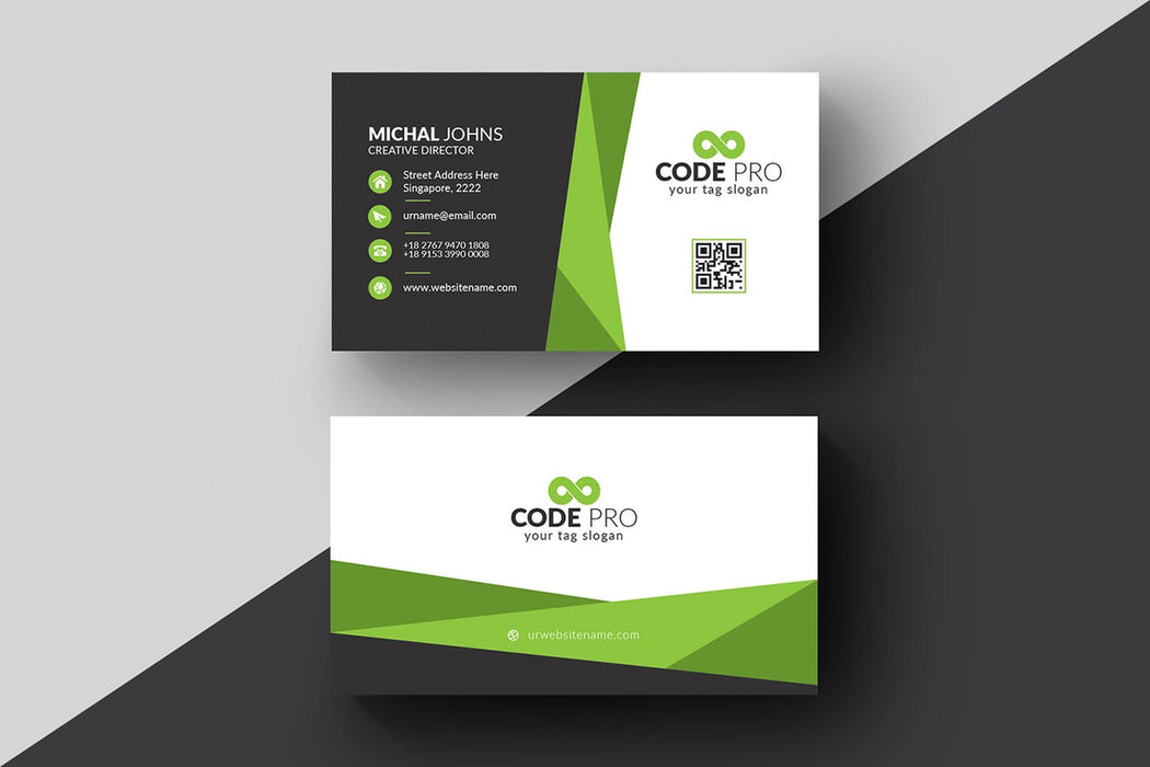 DFY BC 2 - Code Business Card Design Green