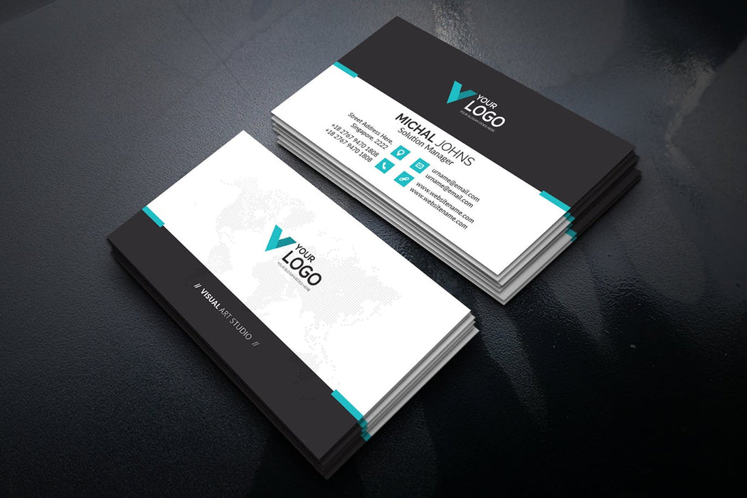 DFY BC 3 - Visual Art Business Card Design Blue Green