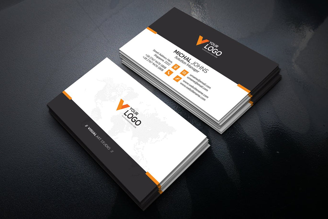 DFY BC 3 - Visual Art Business Card Design Orange