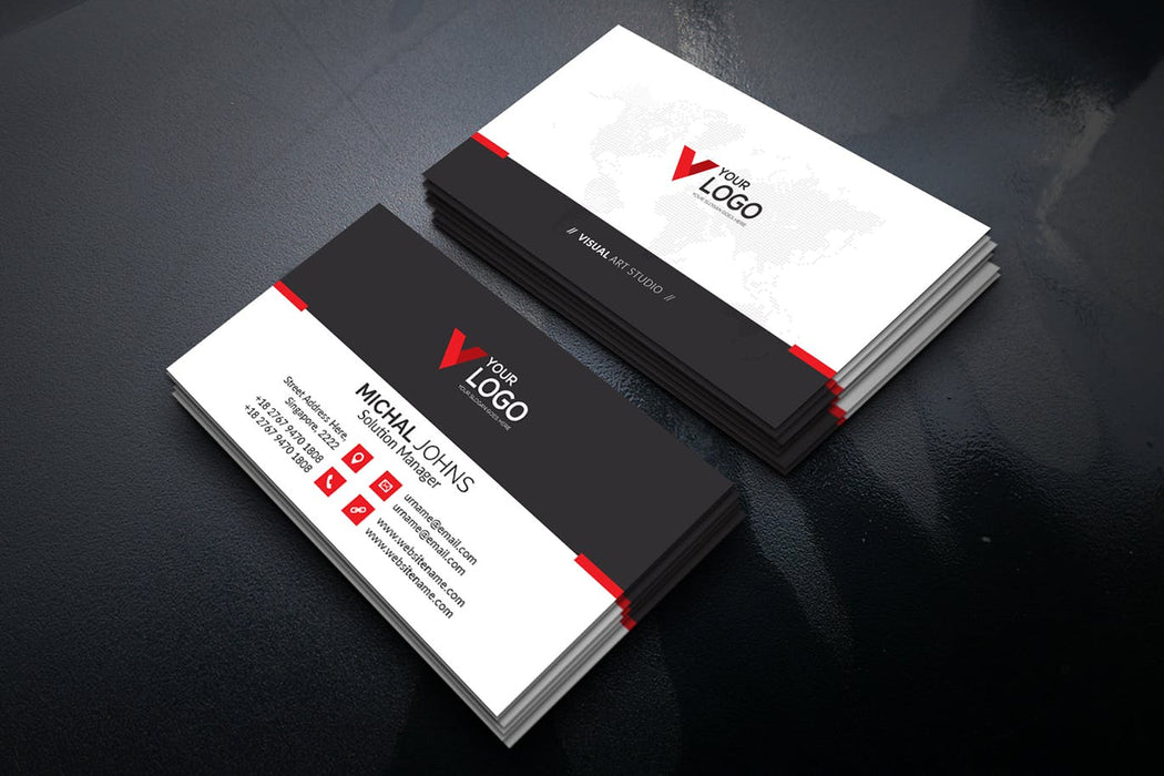DFY BC 3 - Visual Art Business Card Design Red