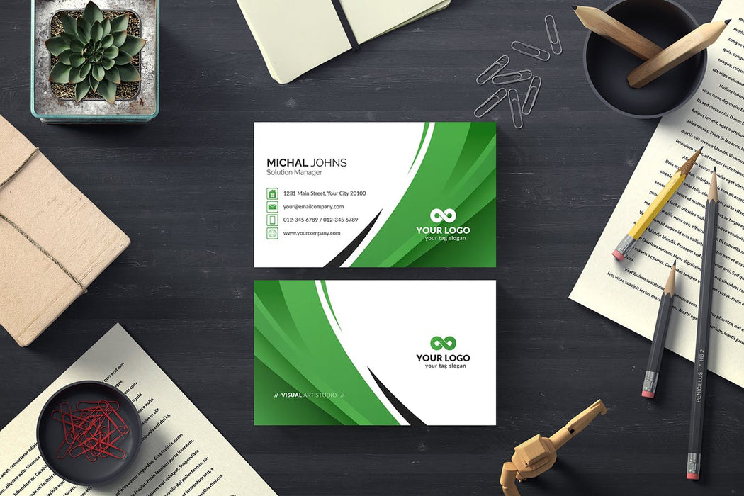 DFY BC 43 - Authentic Business Card Design Green