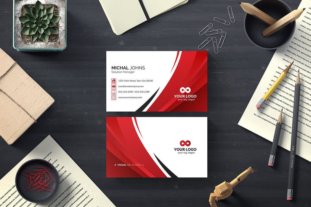 DFY BC 43 - Authentic Business Card Design Red