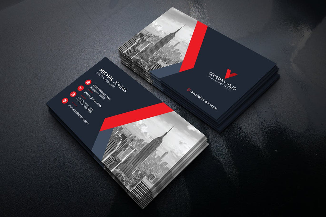 DFY BC 48 - Radiant Business Card Design Red
