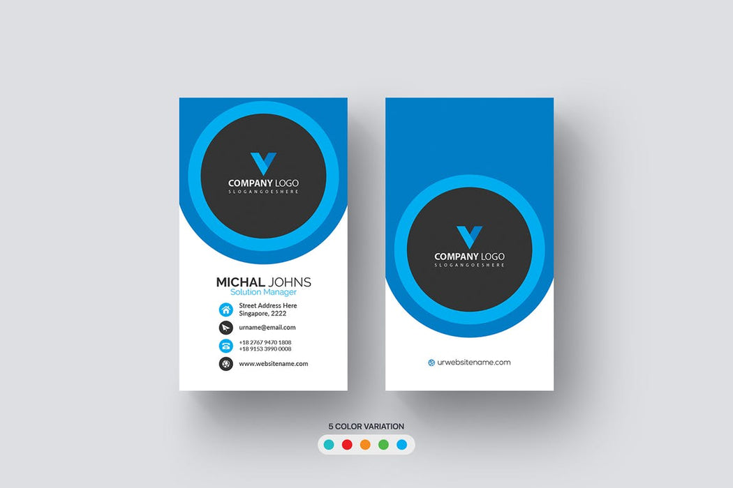 DFY BC 51 - Visionary Business Card Design Blue