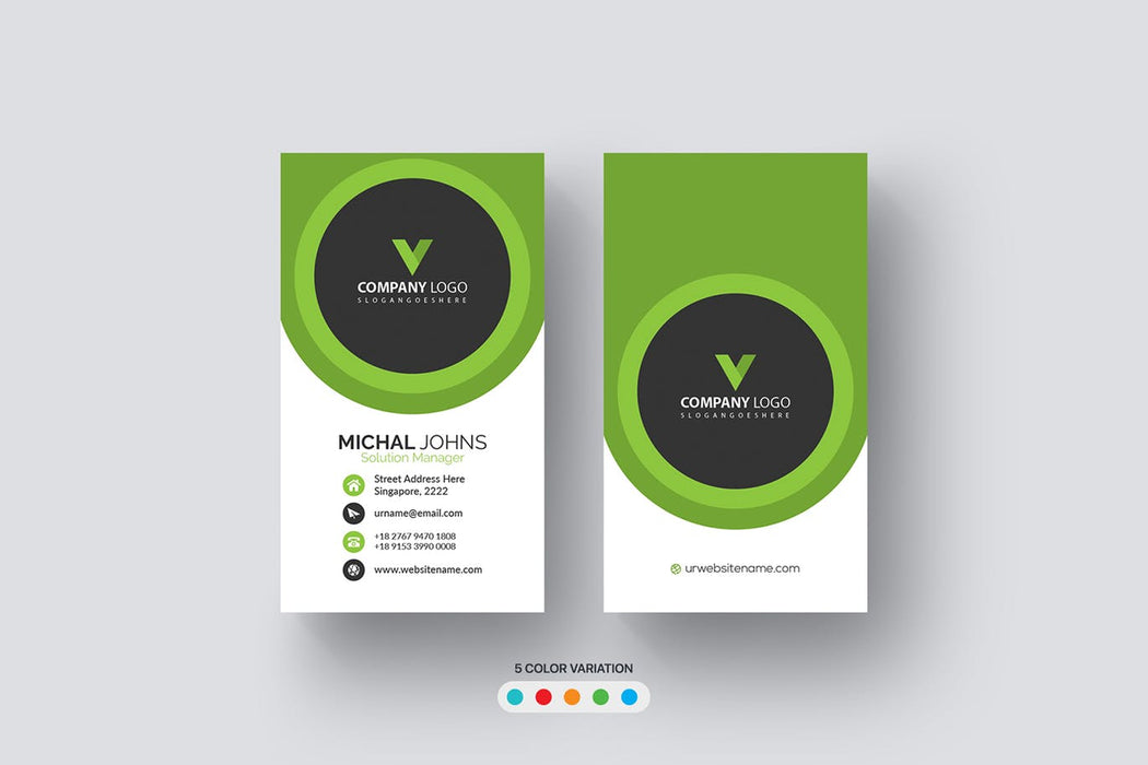 DFY BC 51 - Visionary Business Card Design Green