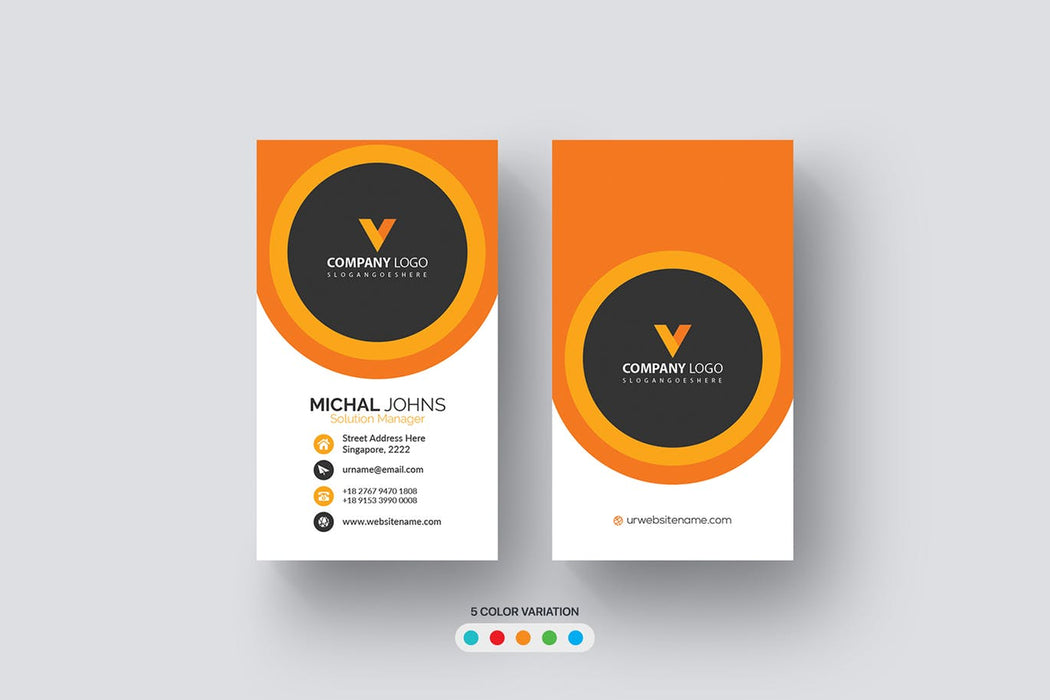 DFY BC 51 - Visionary Business Card Design Orange