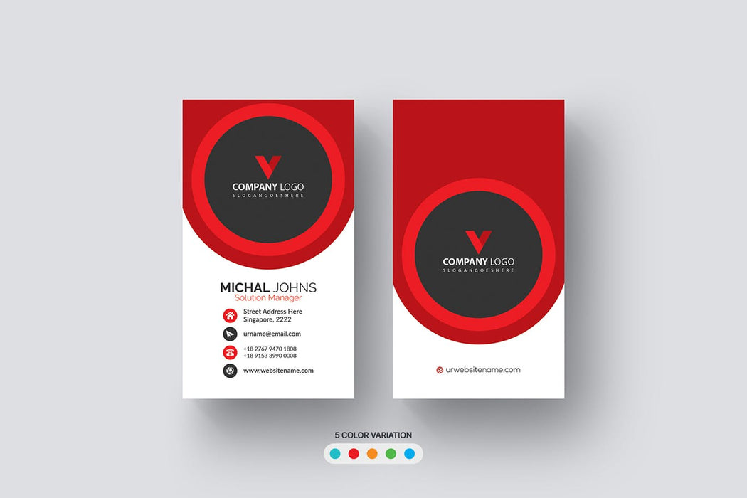 DFY BC 51 - Visionary Business Card Design Red