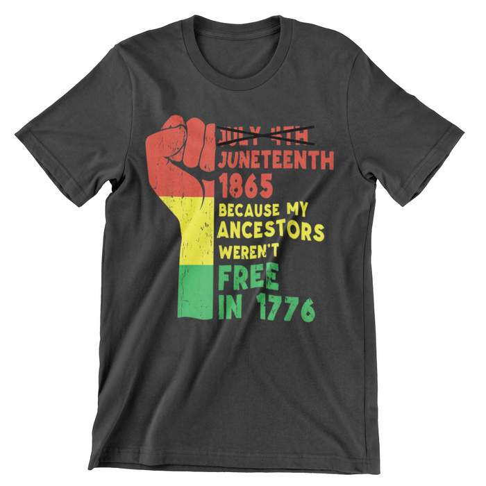 JT69 Juneteenth My Ancestors Free Black African Flag Pride Fist T-Shirt