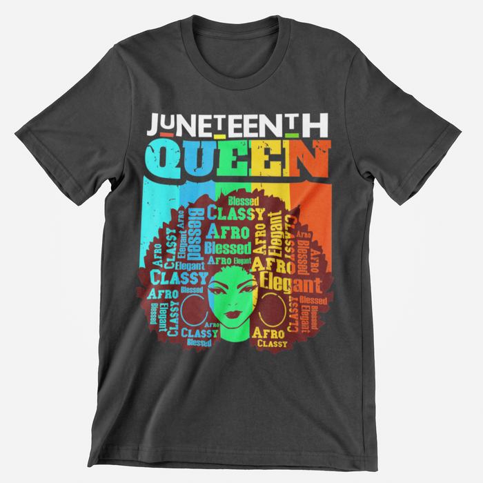 JT70 Juneteenth Queen Afro Melanin Black Girl Magic Women Girls T-Shirt