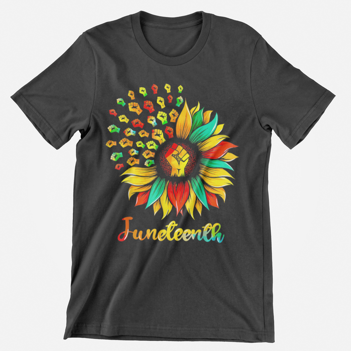 JT76 Sunflower Fist Juneteenth Black History African American T-Shirt