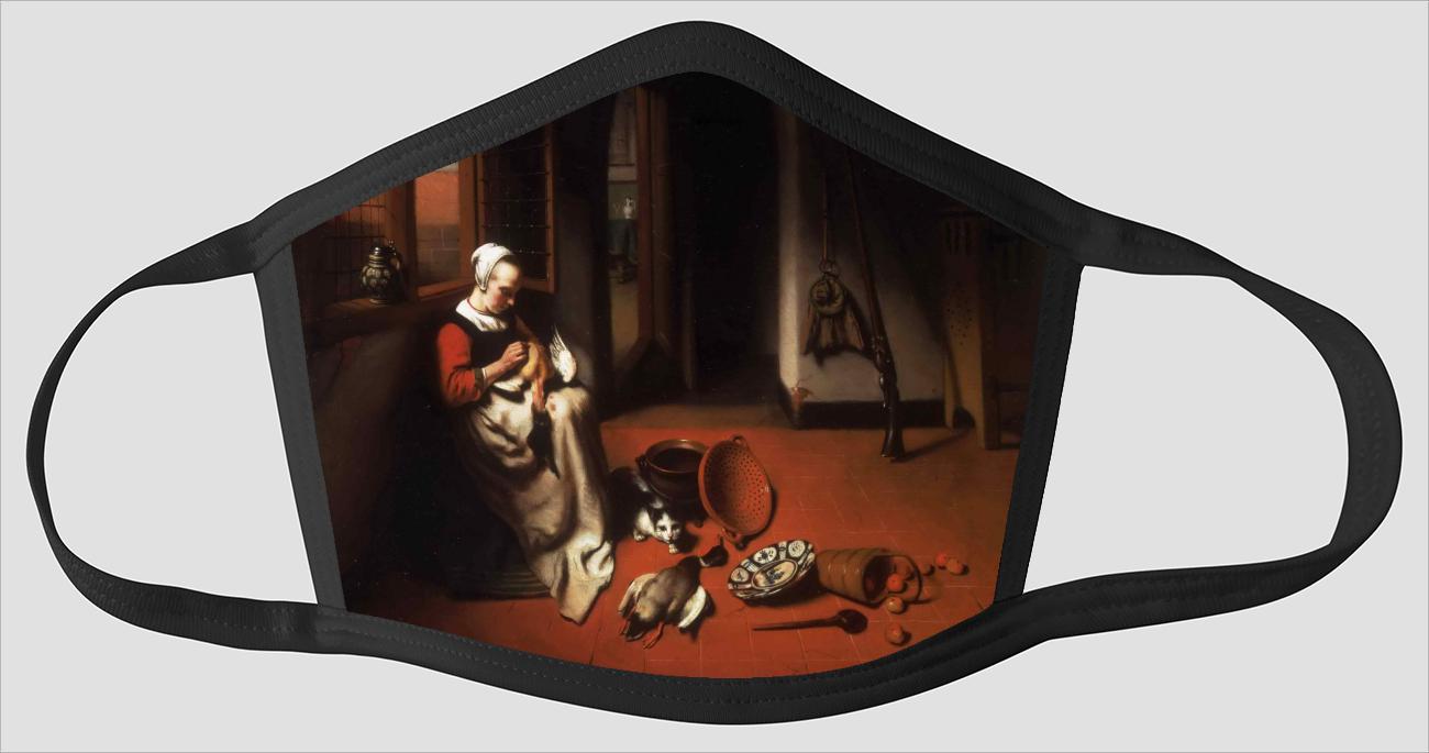 Nicolaes Maes    Dutch    Woman Plucking a Duck - Face Mask