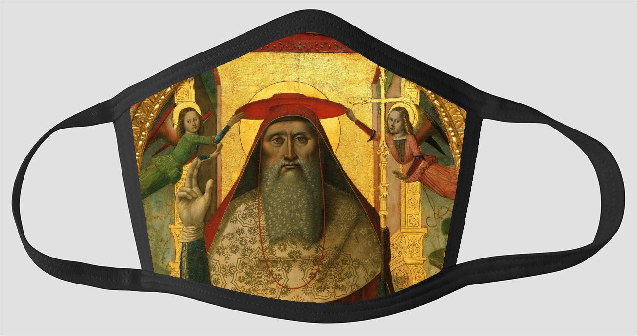 Nicolo Corso    Enthroned Saint Jerome    with Angels - Face Mask