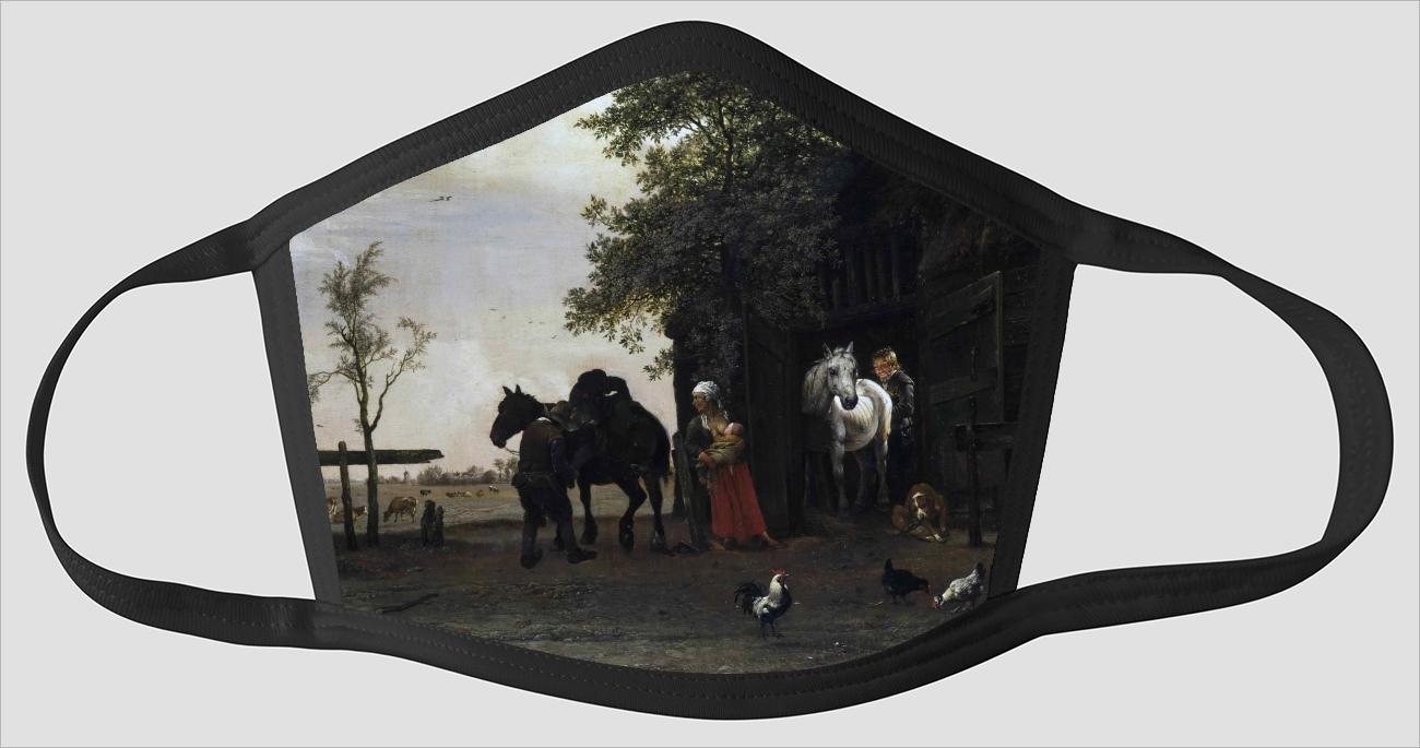Paulus Potter    Dutch    Figures with Horses by a Stable - Face Mask