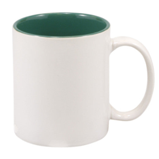 11 oz. White/GreenCeramic Mug